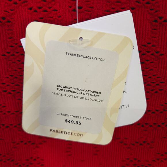 Fabletics Top Womens L Red Flora Seamless Floral Jacquard Compression Breathable - Picture 10 of 11